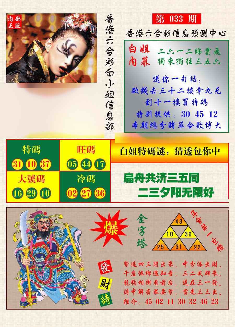 033期港彩内幕报[图]